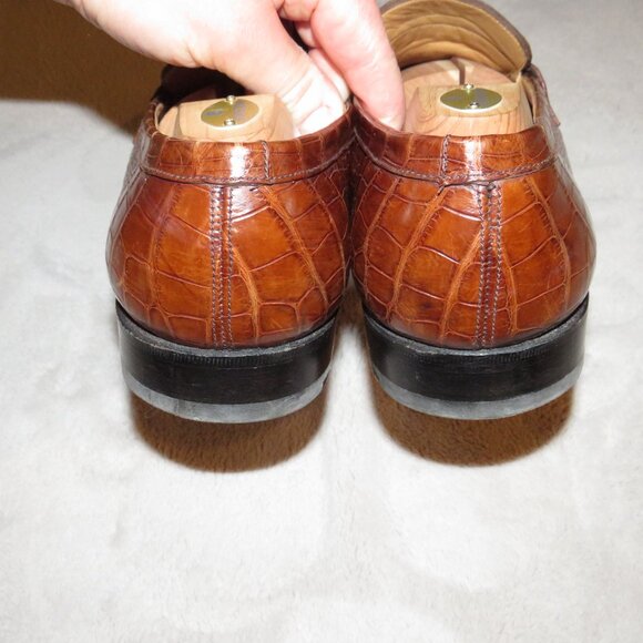 J.M. Weston 180 Brown Crocodile Leather Loafers US 9.5 D main image 14